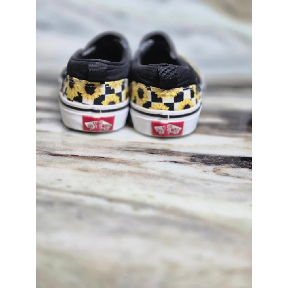 Vans Classic Slip-On Sunflower Checkerboard Black White Yellow Sneakers
